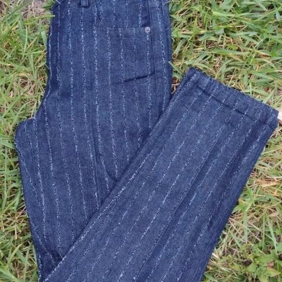 Emporio Armani JO4 Striped Needle Punched Denim Jeans Blue Regular Fit Sz 28 - Picture 12 of 13